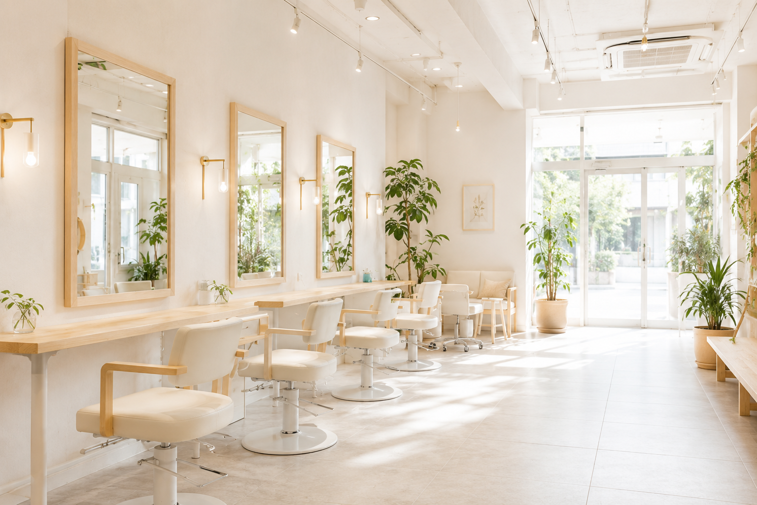 光が差し込む明るいサロンの店内